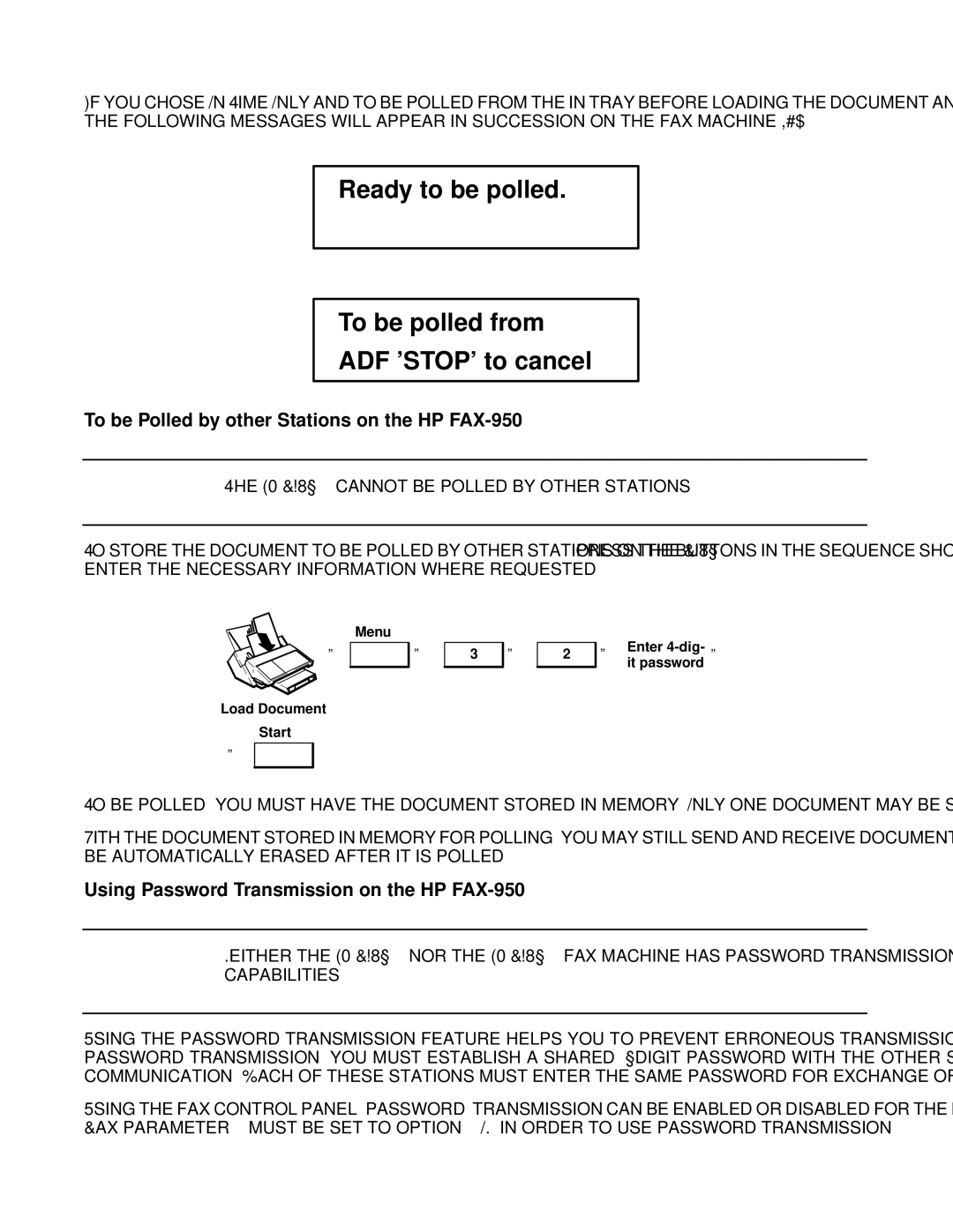 HP FAX-700 manual To be Polled by other Stations on the HP FAX-950, Using Password Transmission on the HP FAX-950 