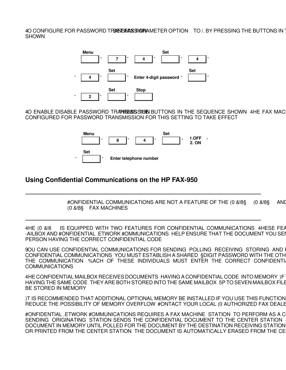 HP FAX-700 manual Using Confidential Communications on the HP FAX-950 