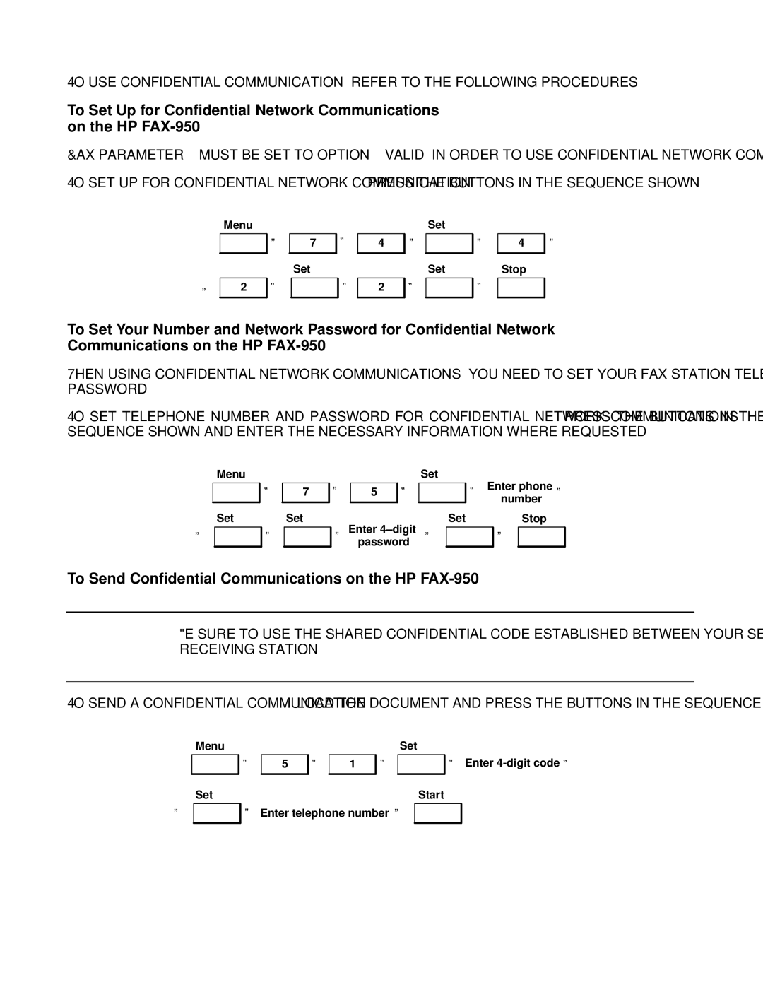 HP FAX-700 manual To Send Confidential Communications on the HP FAX-950 