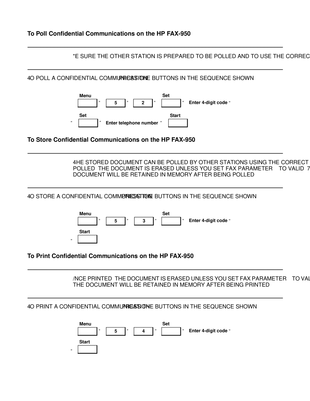 HP FAX-700 To Poll Confidential Communications on the HP FAX-950, To Store Confidential Communications on the HP FAX-950 