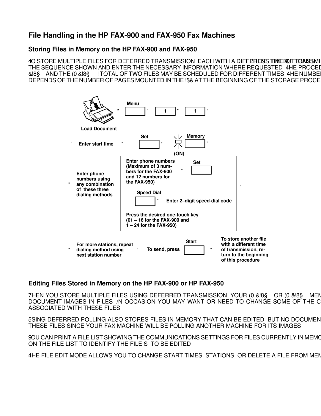 HP FAX-700 File Handling in the HP FAX-900 and FAX-950 Fax Machines, Storing Files in Memory on the HP FAX-900 and FAX-950 