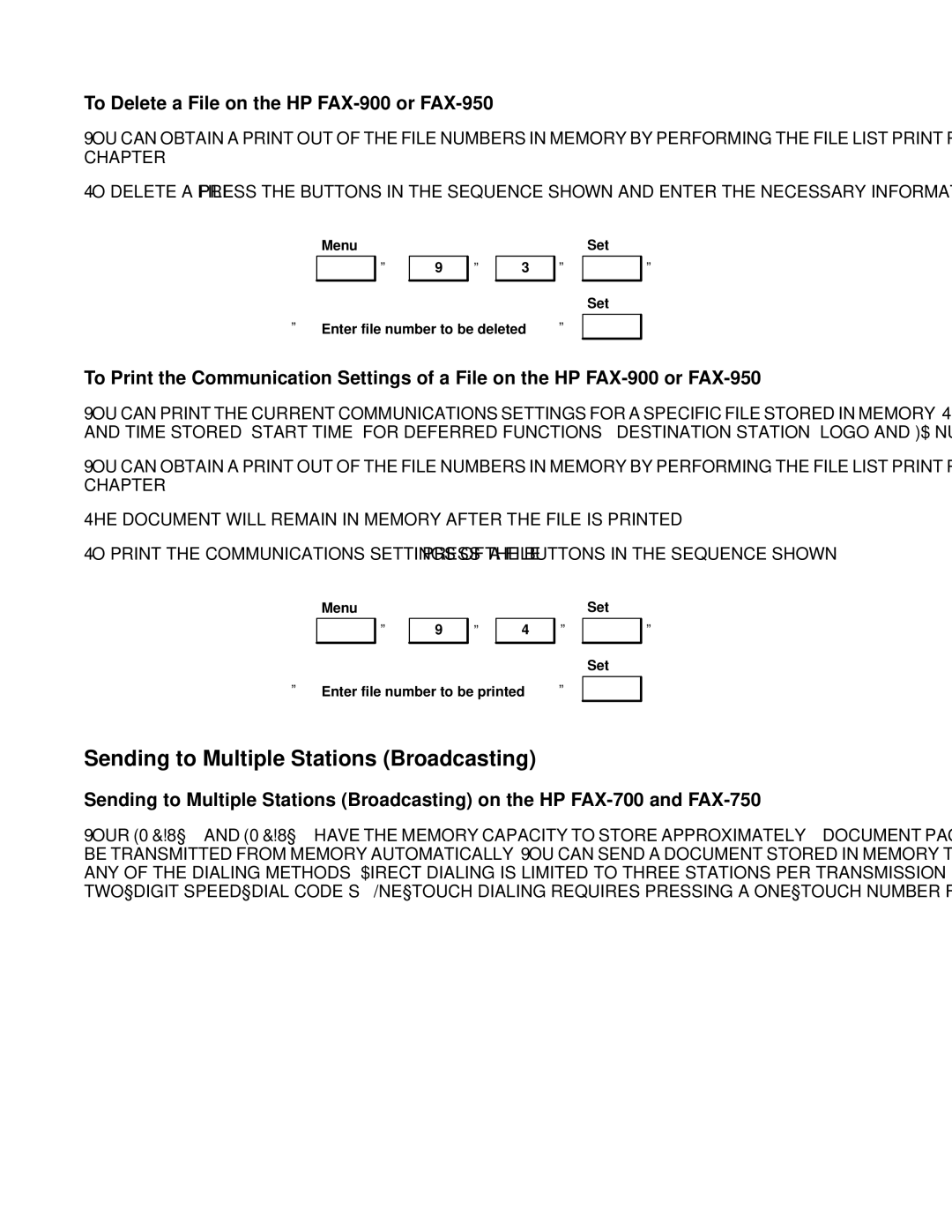 HP FAX-700 manual Sending to Multiple Stations Broadcasting, To Delete a File on the HP FAX-900 or FAX-950 