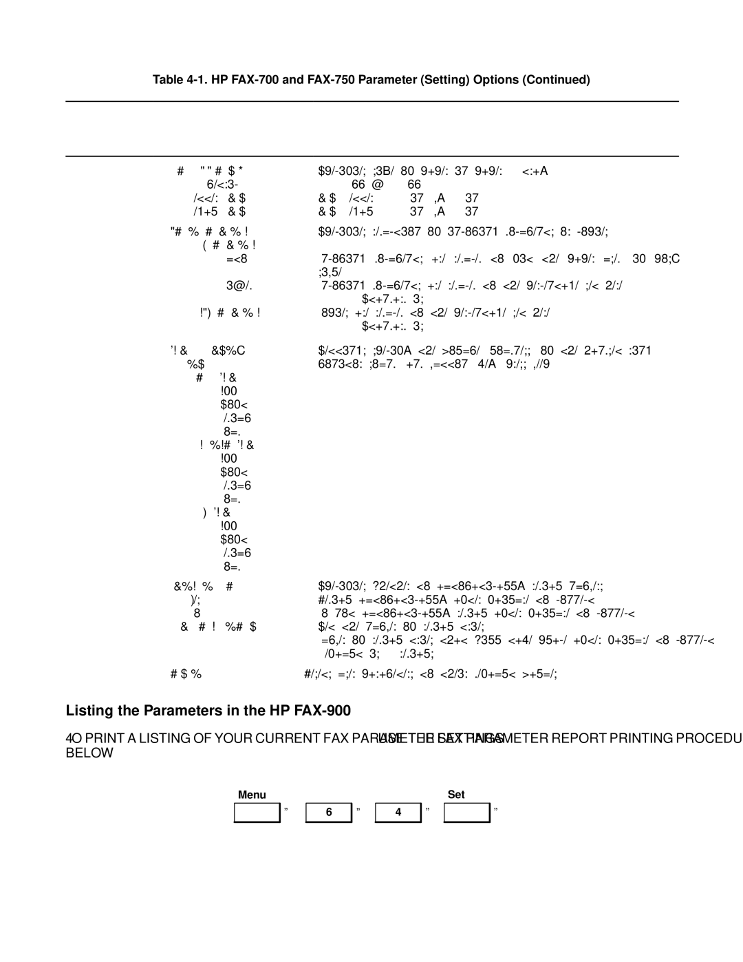 HP FAX-700 manual Listing the Parameters in the HP FAX-900, REC. Paper Size 