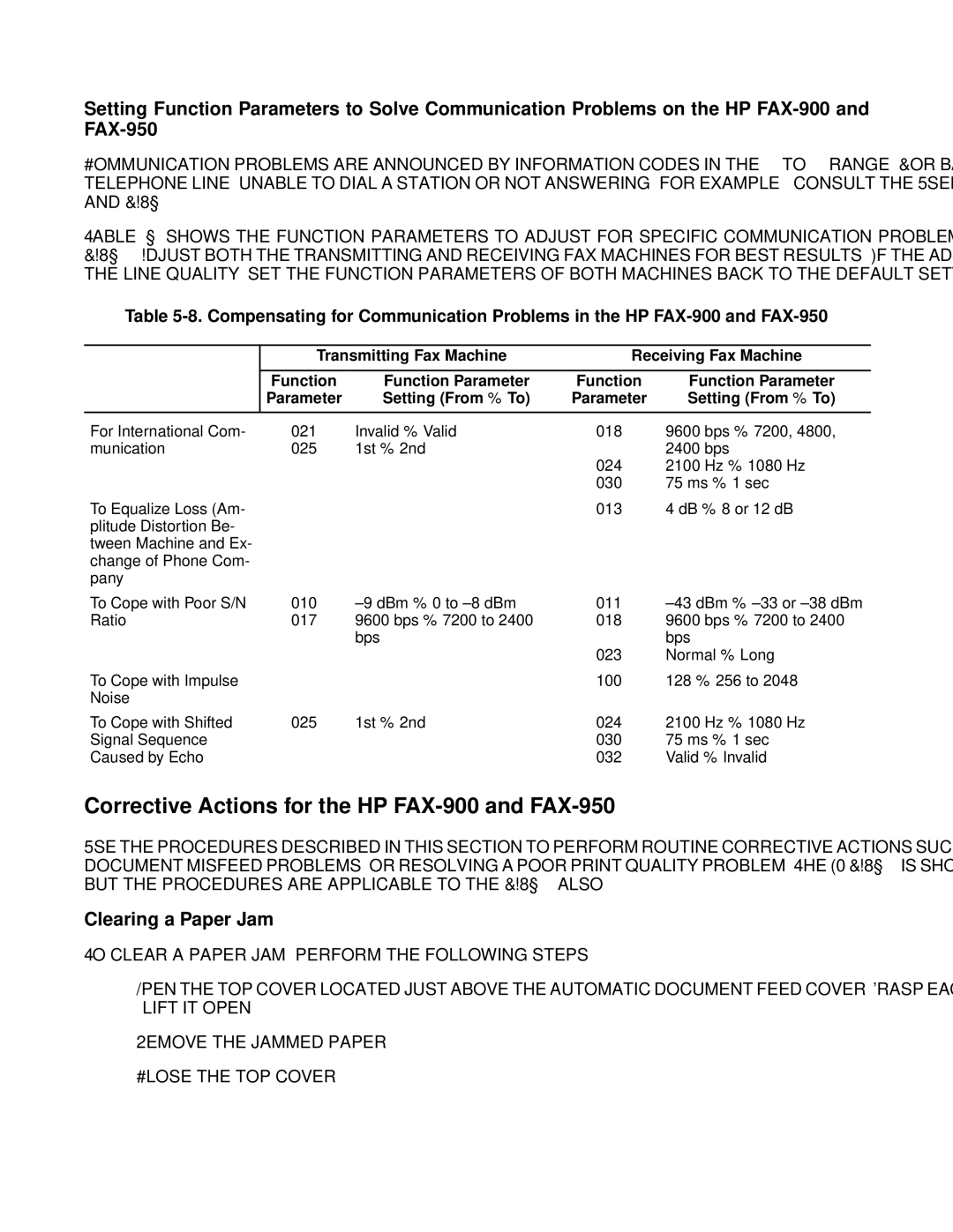 HP FAX-700 manual Corrective Actions for the HP FAX-900 and FAX-950, Clearing a Paper Jam 