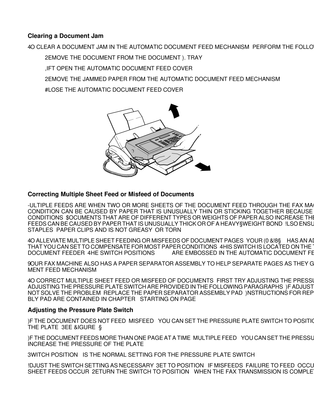 HP FAX-700 manual Clearing a Document Jam, Correcting Multiple Sheet Feed or Misfeed of Documents 