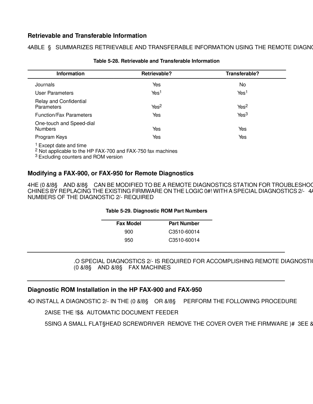 HP FAX-700 manual Retrievable and Transferable Information, Modifying a FAX-900, or FAX-950 for Remote Diagnostics 