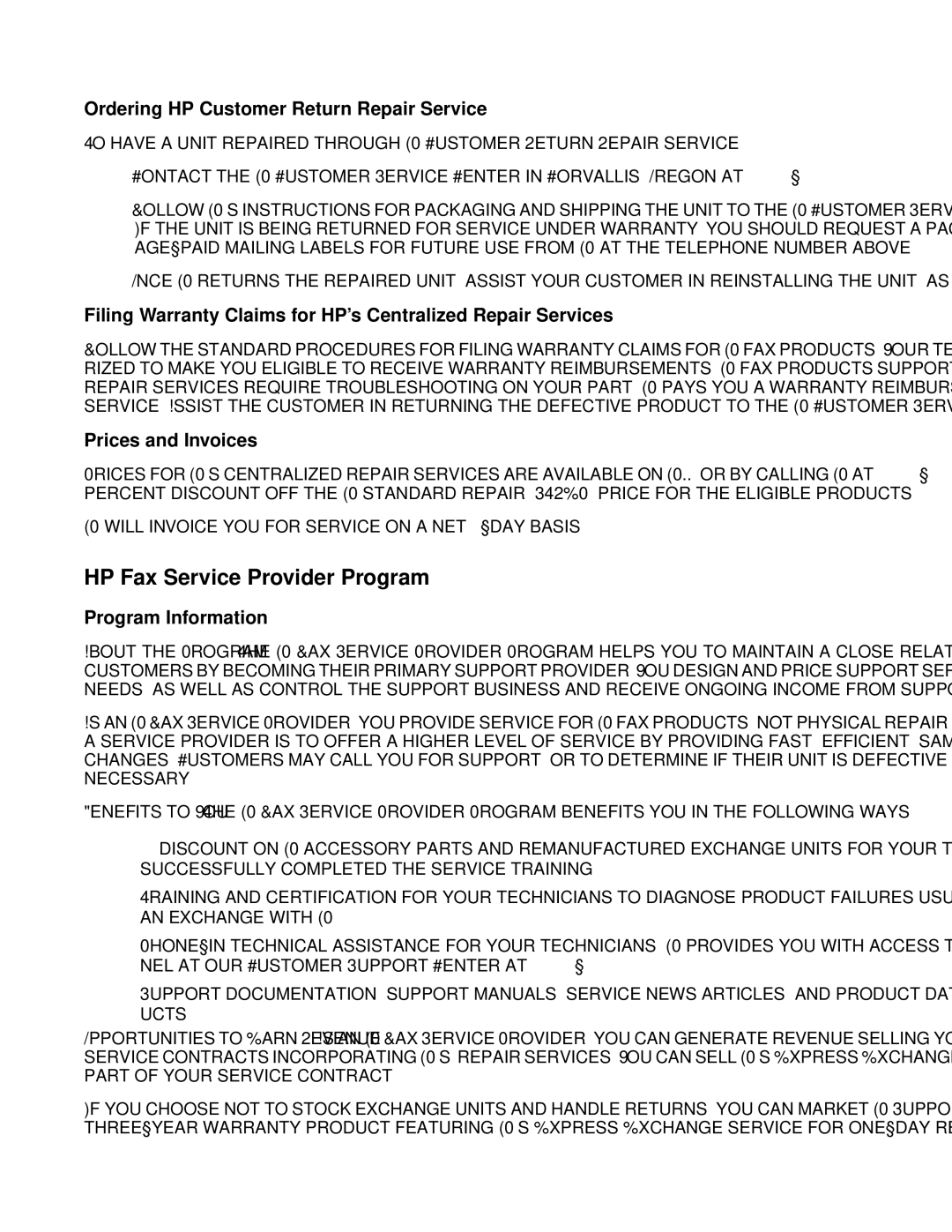 HP FAX-700 manual HP Fax Service Provider Program, Ordering HP Customer Return Repair Service, Prices and Invoices 