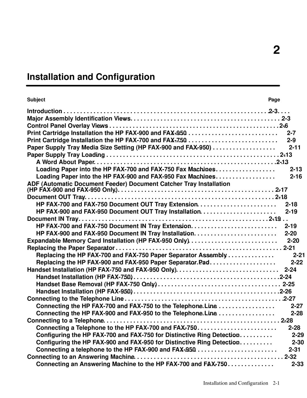 HP FAX-700 manual Installation and Configuration 