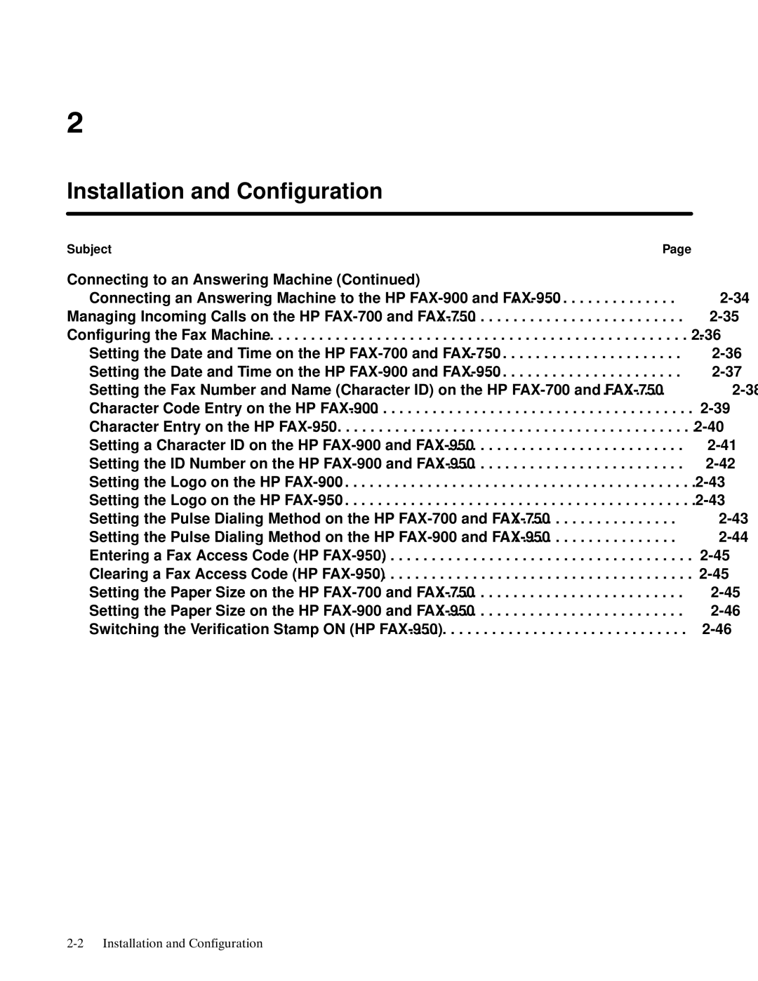 HP FAX-700 manual Installation and Configuration 