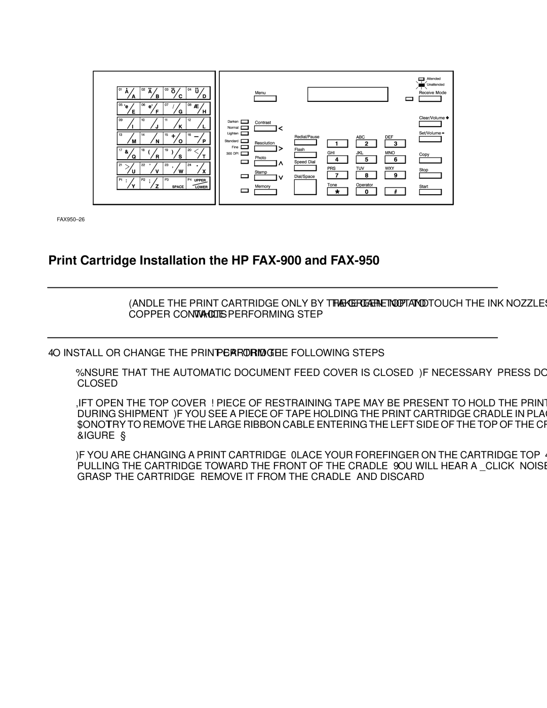 HP FAX-700 manual Print Cartridge Installation the HP FAX-900 and FAX-950, Control Panel HP FAX950 