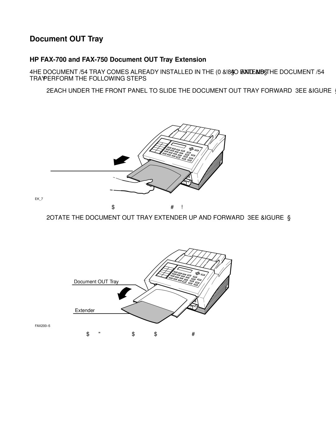 HP manual HP FAX-700 and FAX-750 Document OUT Tray Extension 