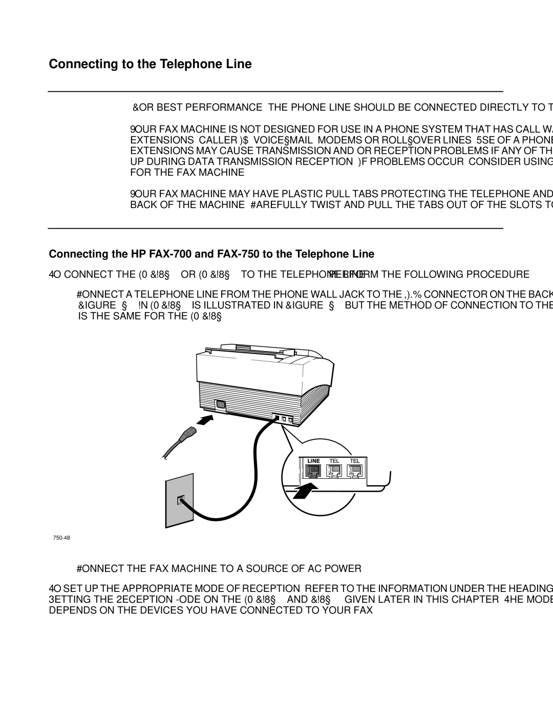 HP manual Connecting to the Telephone Line, Connecting the HP FAX-700 and FAX-750 to the Telephone Line 