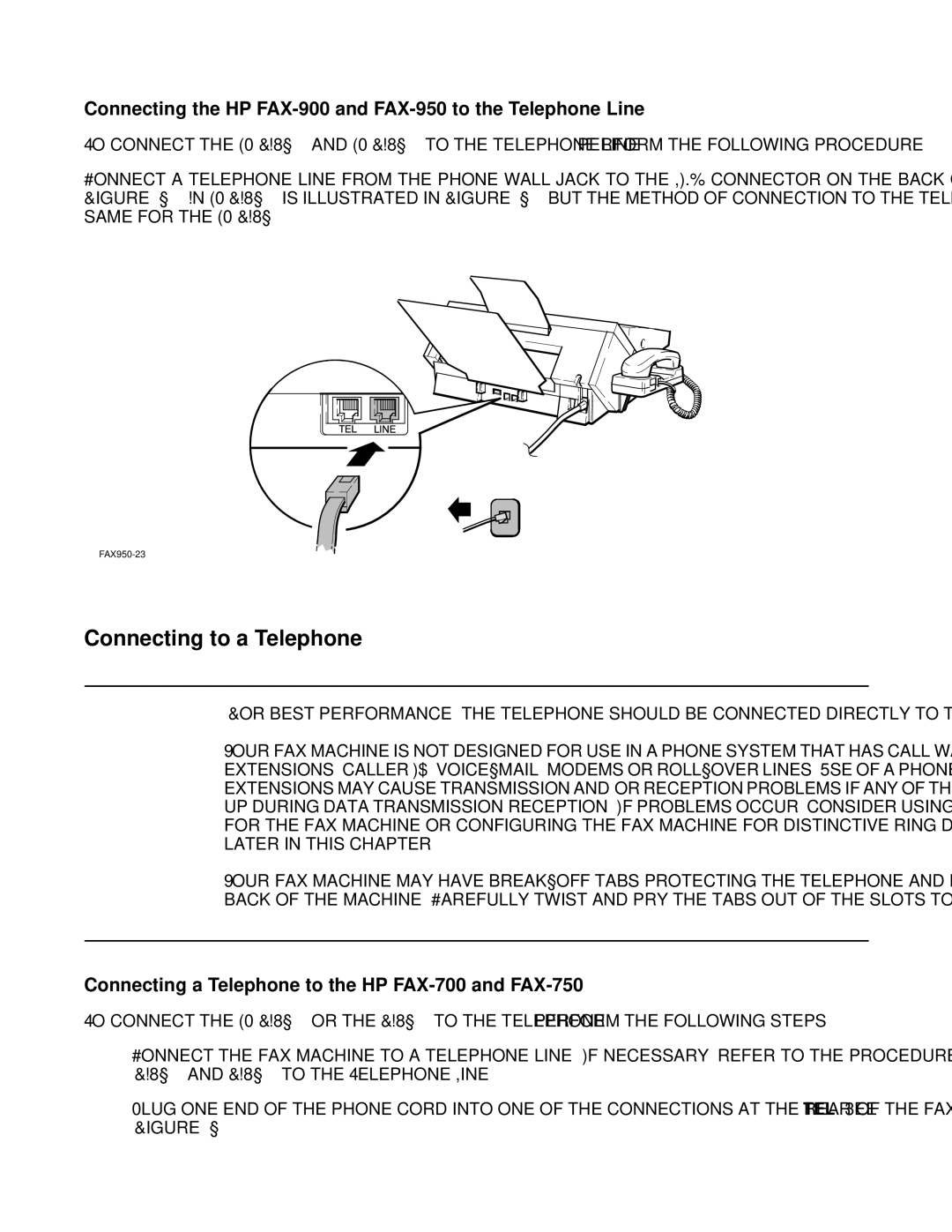 HP FAX-700 manual Connecting to a Telephone, Connecting the HP FAX-900 and FAX-950 to the Telephone Line 