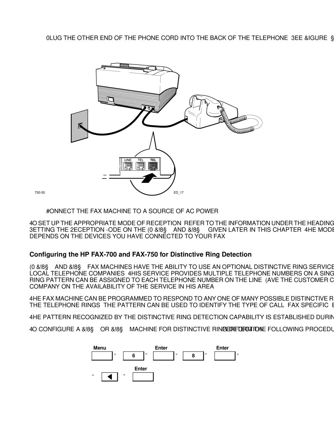 HP FAX-700 manual Connection the HP FAX700 and FAX750 to the Telephone 