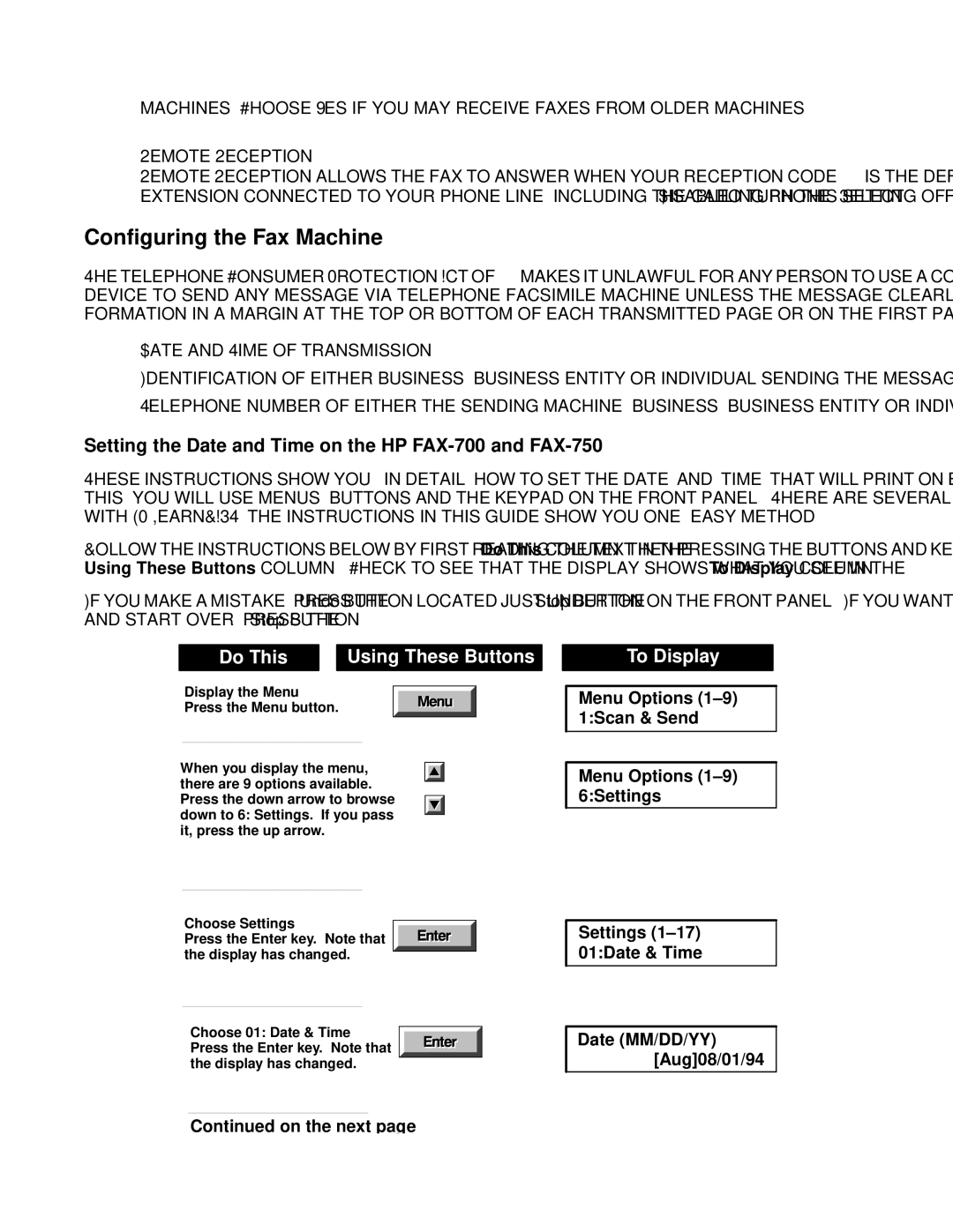 HP manual Configuring the Fax Machine, Setting the Date and Time on the HP FAX-700 and FAX-750 