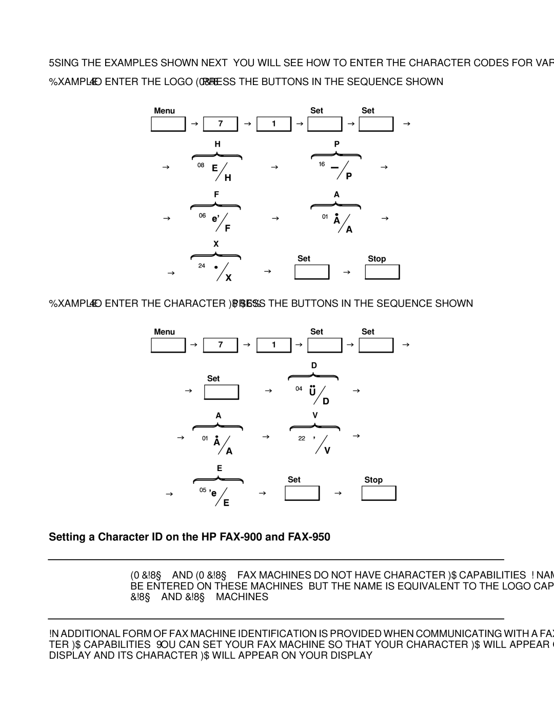 HP FAX-700 manual Setting a Character ID on the HP FAX-900 and FAX-950 