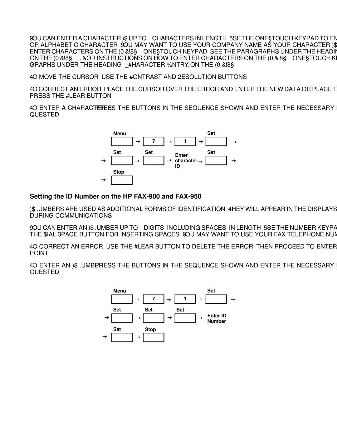 HP FAX-700 manual Setting the ID Number on the HP FAX-900 and FAX-950 