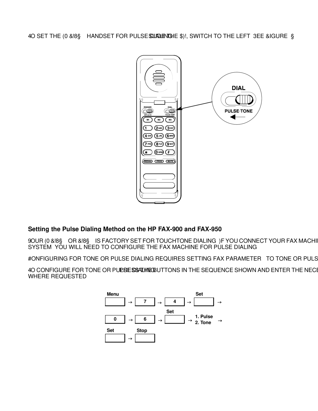 HP FAX-700 manual Setting the HP FAX750 Handset for Pulse Dialing 