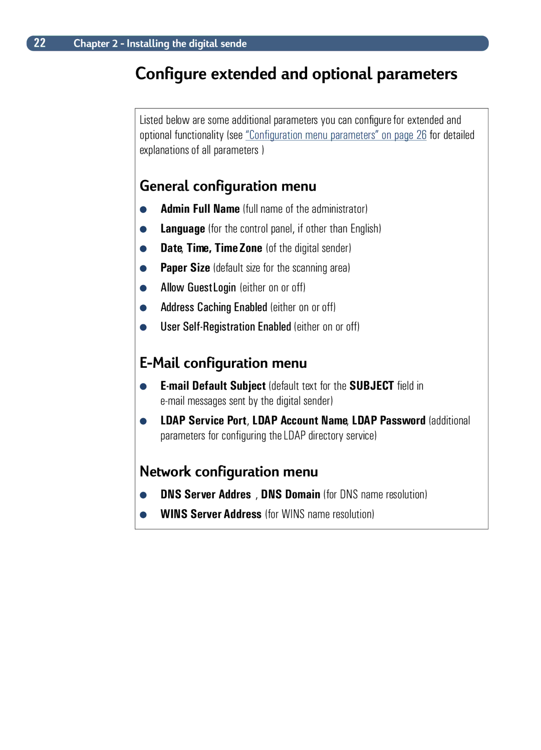 HP Fax Machine Sender DNS Server Addres , DNS Domain for DNS name resolution, Wins Server Address for Wins name resolution 