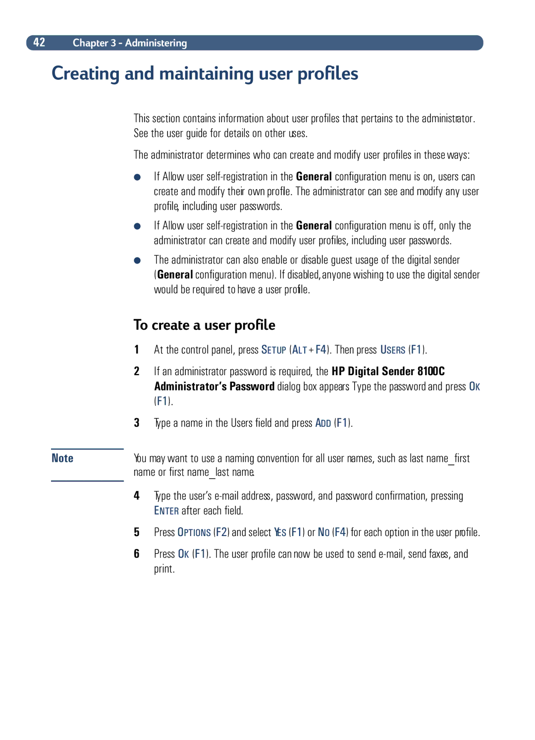 HP Fax Machine Sender manual 42 !4,0 