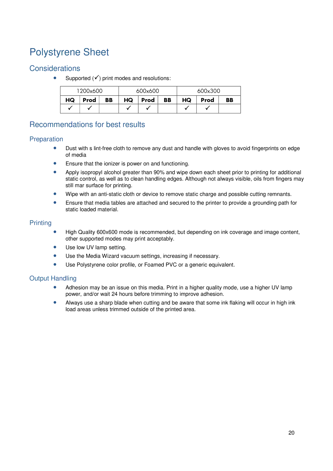 HP FB950 manual Polystyrene Sheet 