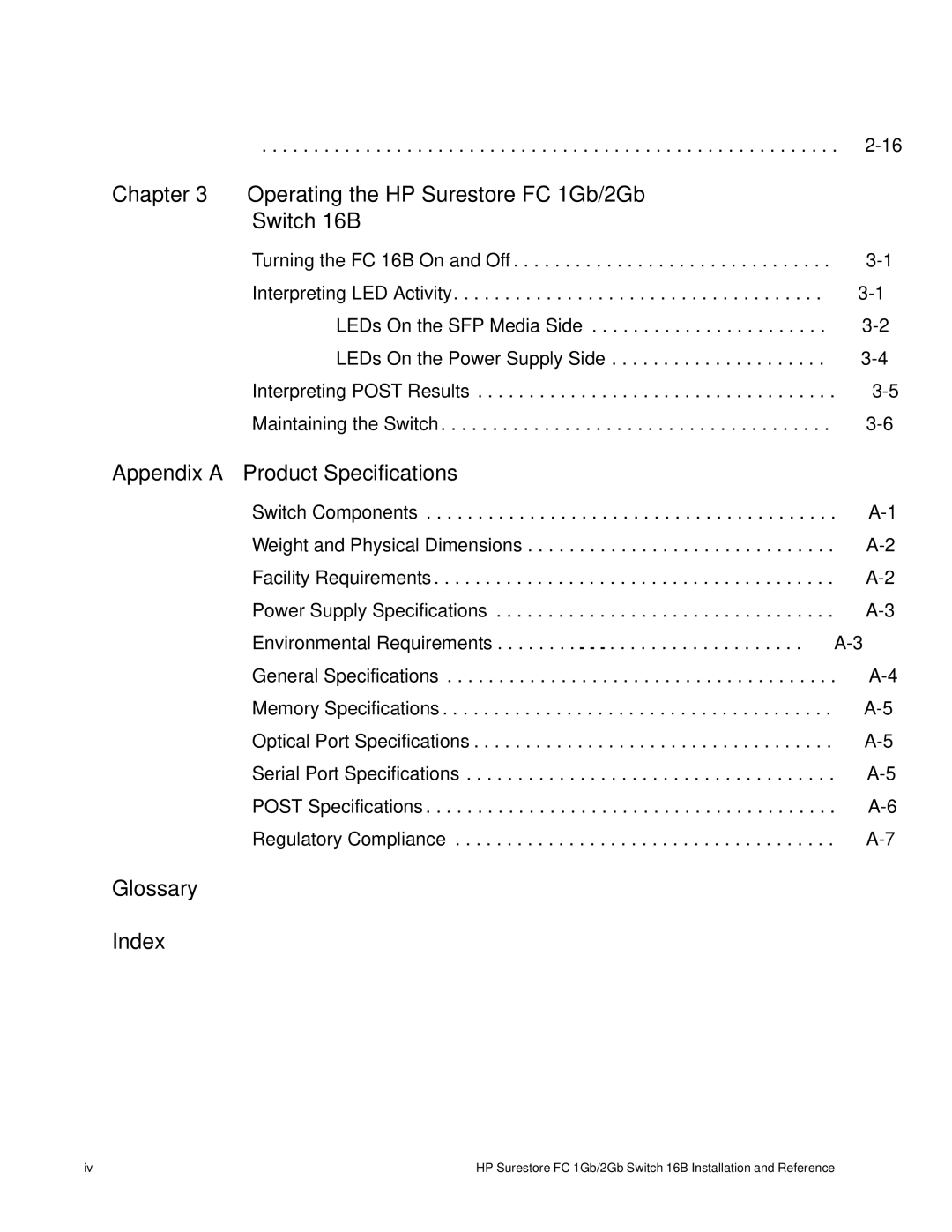 HP FC 1GB/2GB 16B manual Glossary Index 