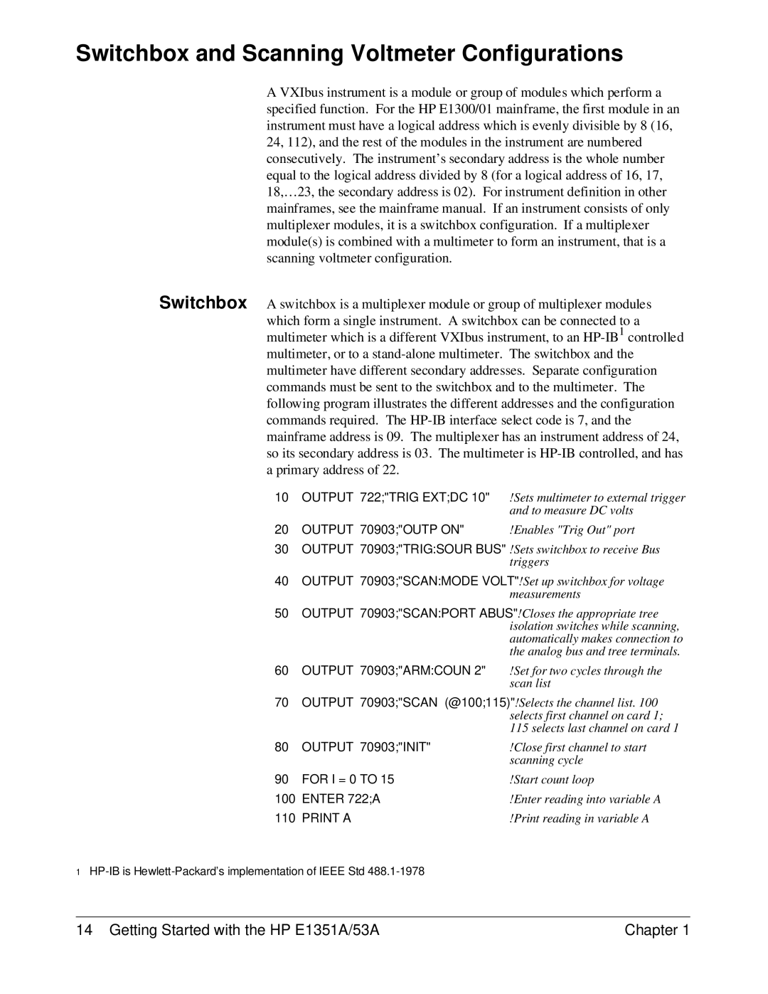 HP FET MULTIPLEXER E1351A/53A manual Switchbox and Scanning Voltmeter Configurations, Output 70903OUTP on 