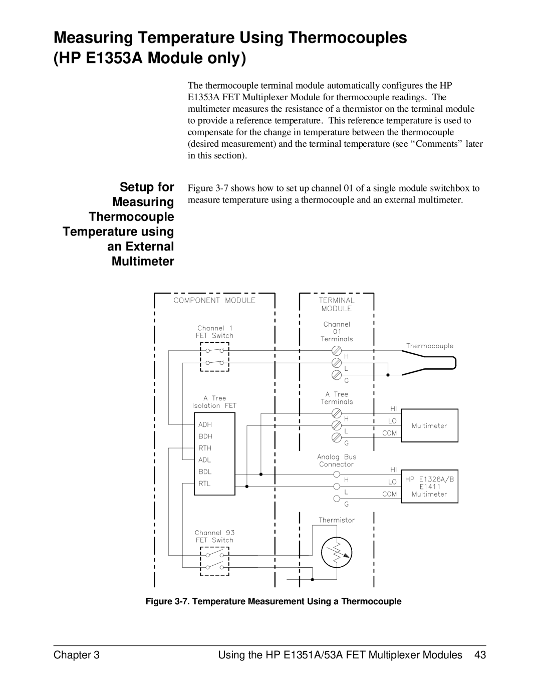 HP FET MULTIPLEXER E1351A/53A manual Temperature Measurement Using a Thermocouple 