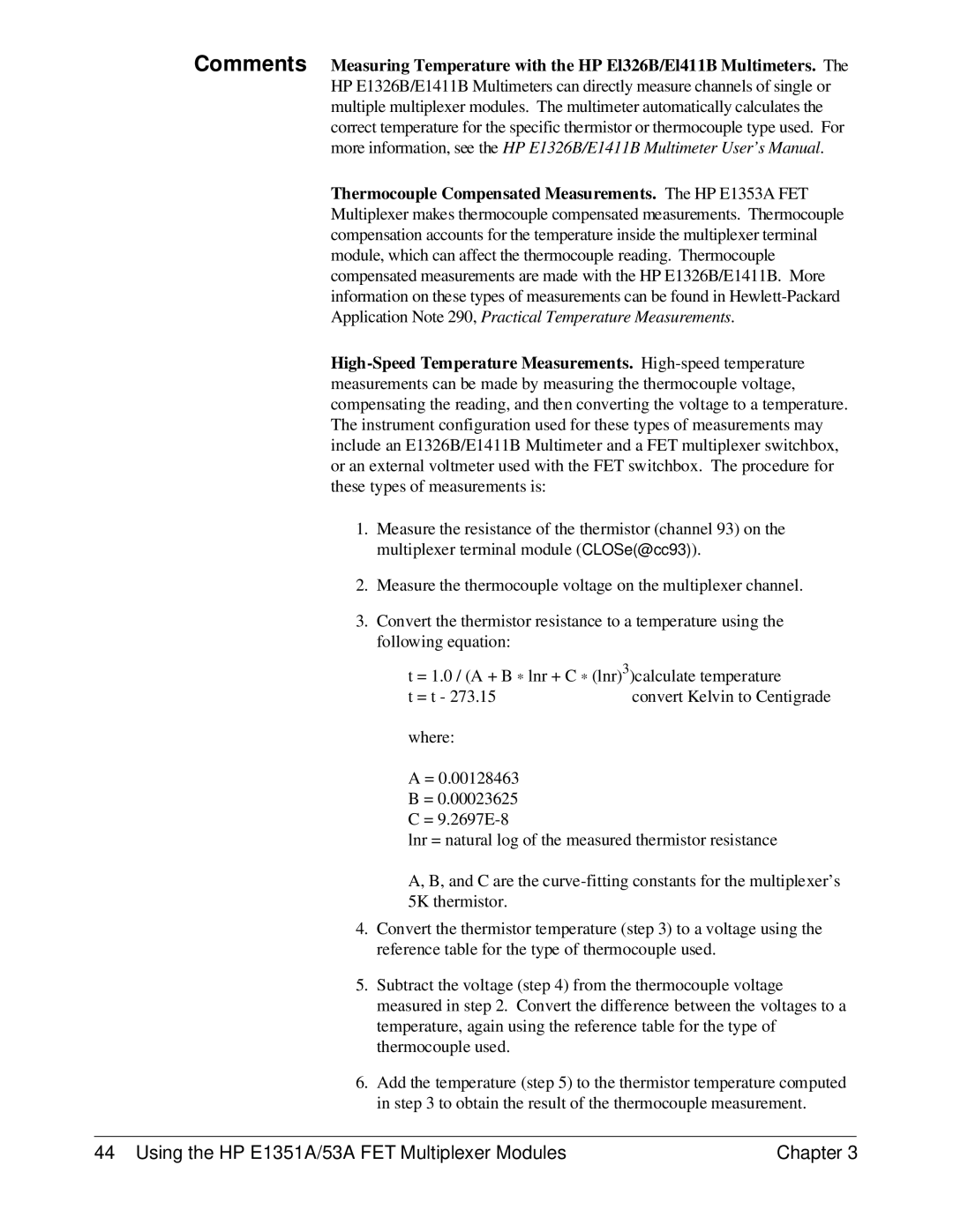 HP FET MULTIPLEXER E1351A/53A manual Using the HP E1351A/53A FET Multiplexer Modules Chapter 