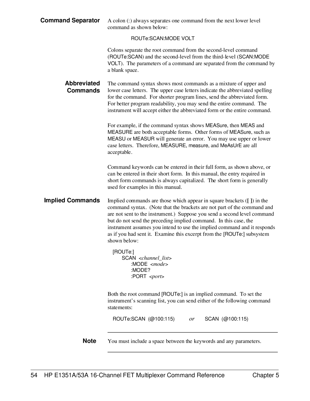 HP FET MULTIPLEXER E1351A/53A manual ROUTeSCANMODE Volt 