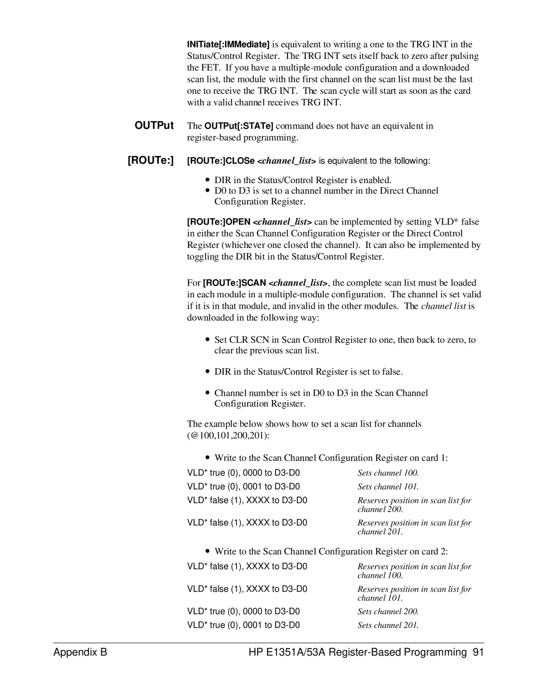 HP FET MULTIPLEXER E1351A/53A manual ROUTe ROUTeCLOSe channellist is equivalent to the following 