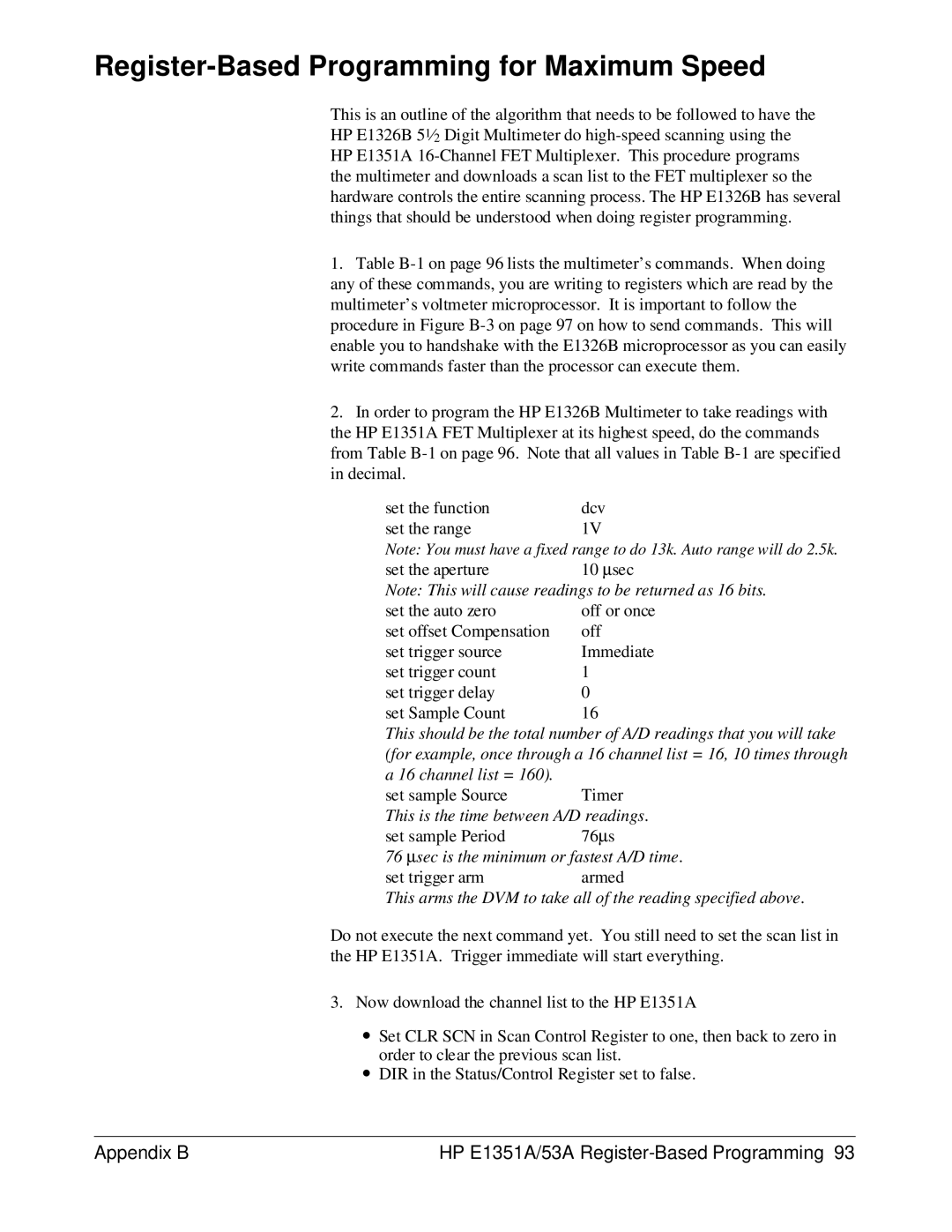 HP FET MULTIPLEXER E1351A/53A manual Register-Based Programming for Maximum Speed 