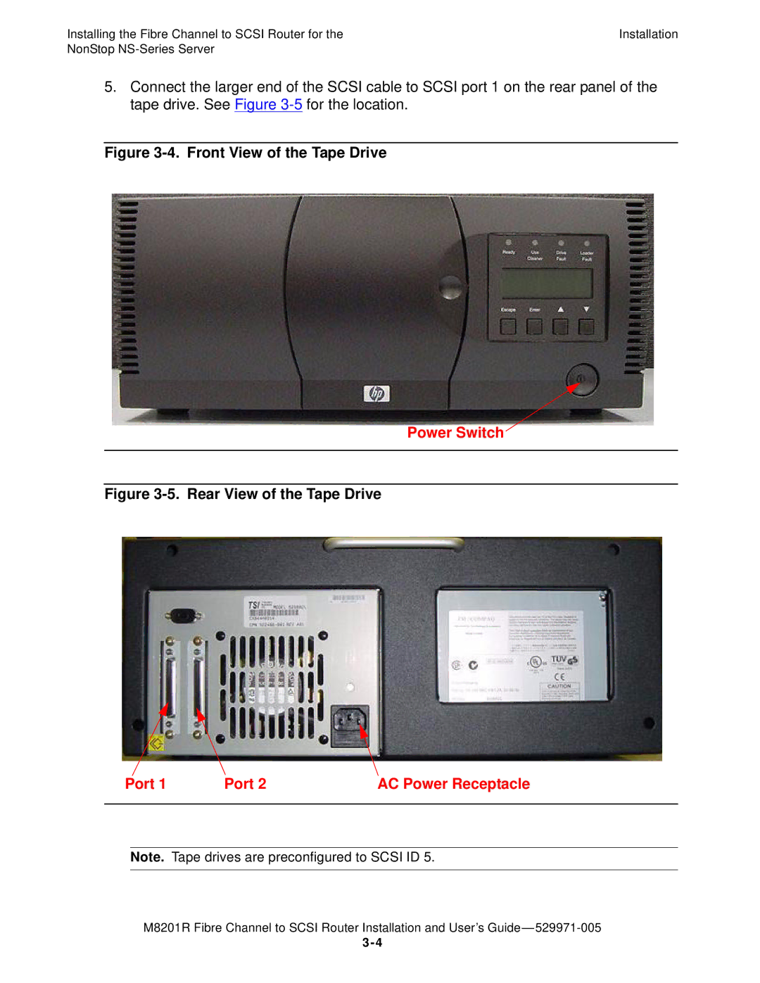 HP FIBRE CHANNEL TO SCSI Router M8201R manual Power Switch 