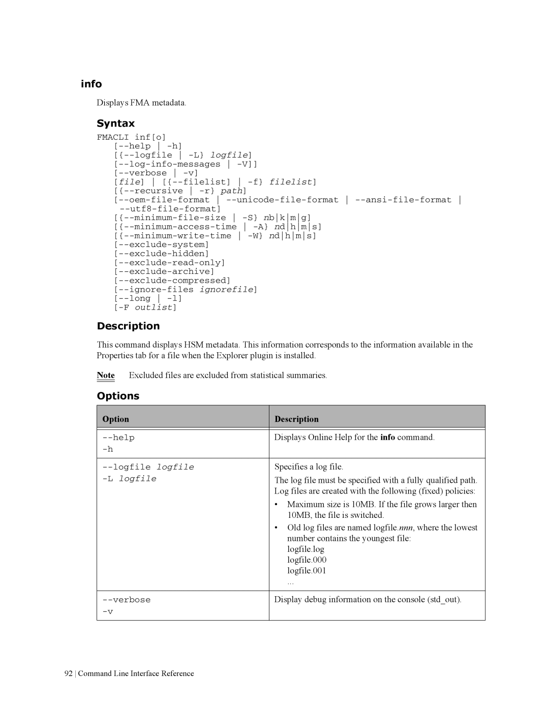 HP File Archiving Software manual Info, Syntax 