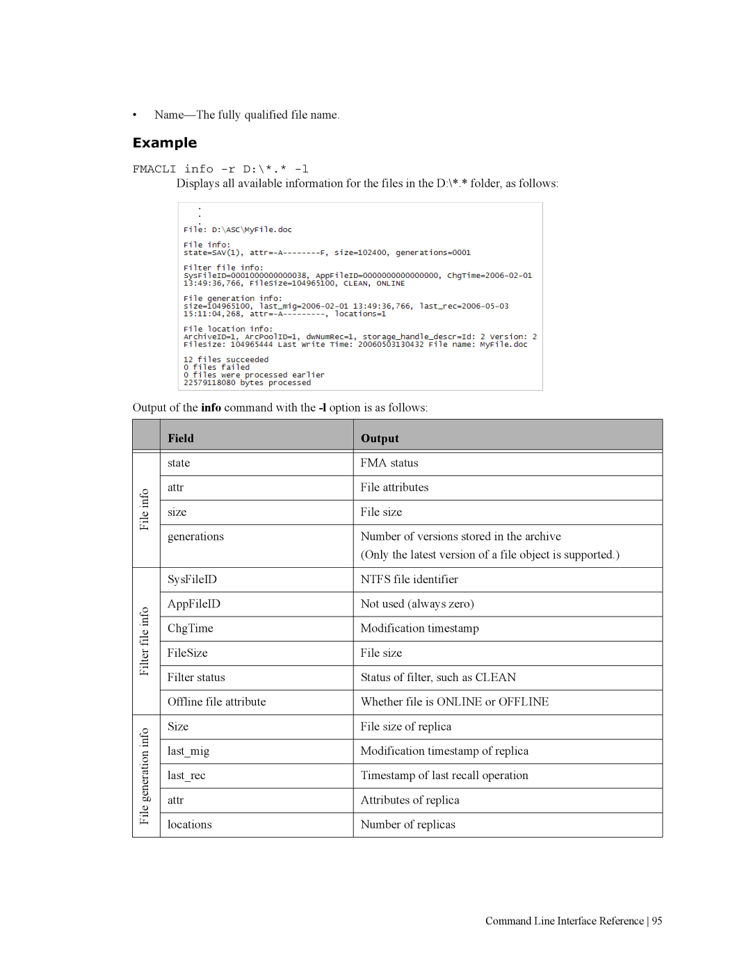 HP File Archiving Software manual Field Output 