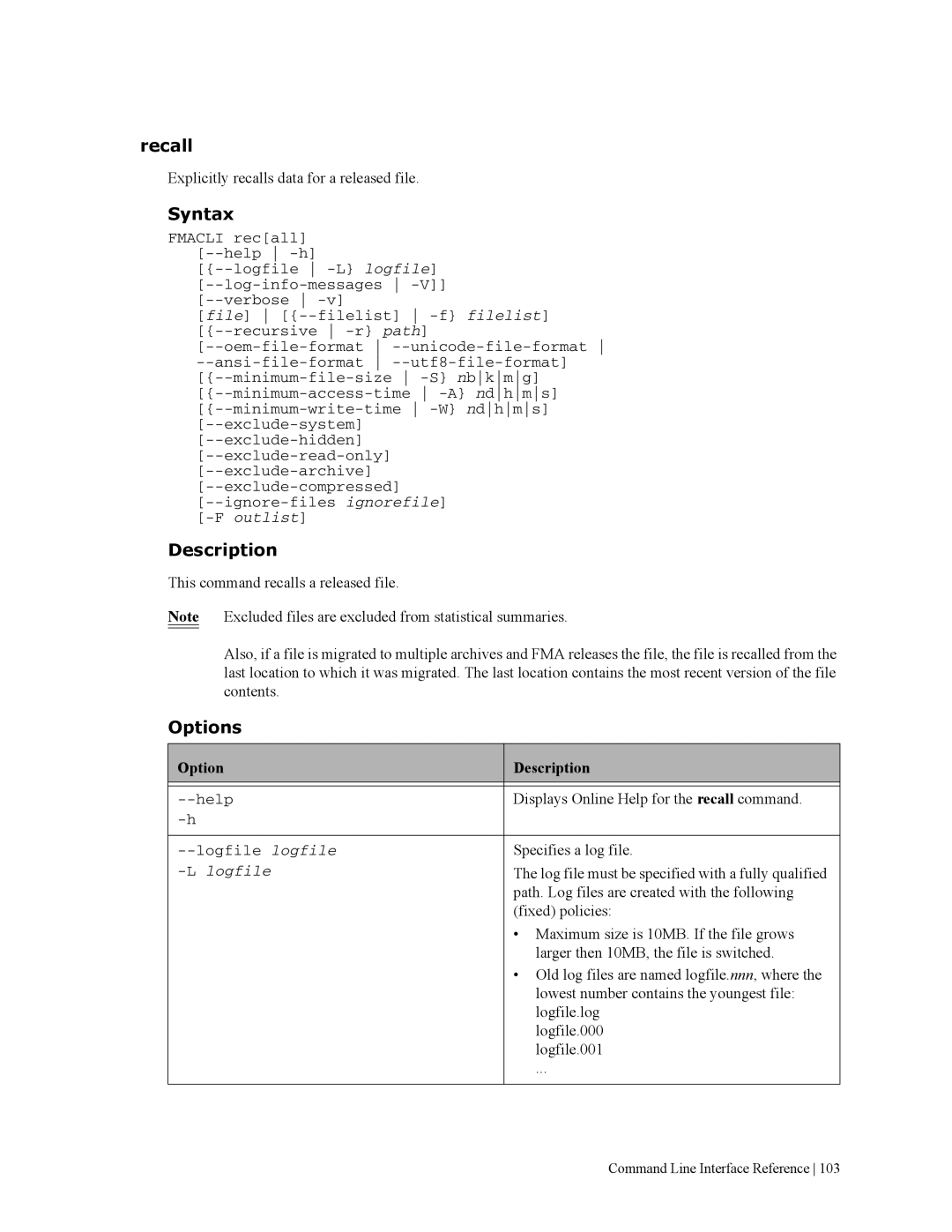 HP File Archiving Software manual Recall 