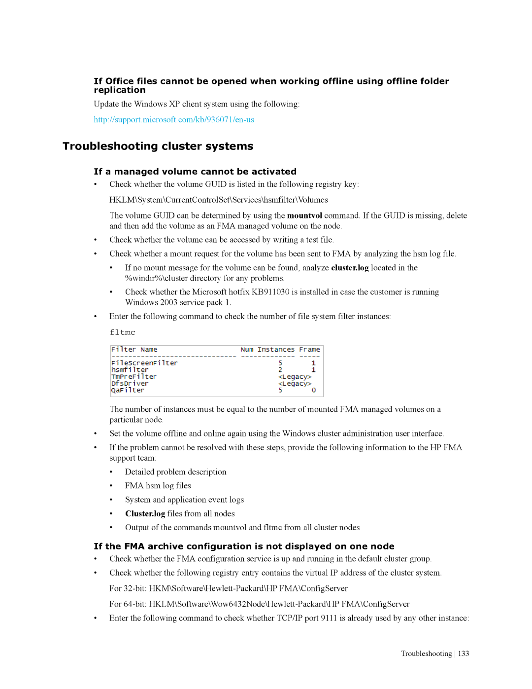 HP File Archiving Software manual Troubleshooting cluster systems, If a managed volume cannot be activated 