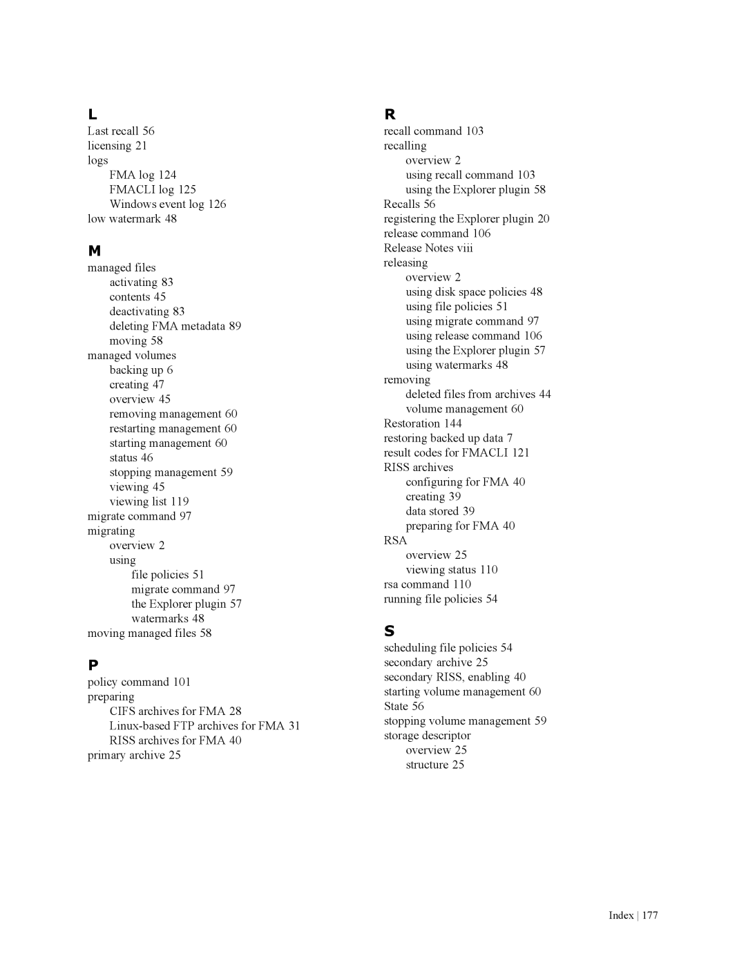 HP File Archiving Software manual Index 