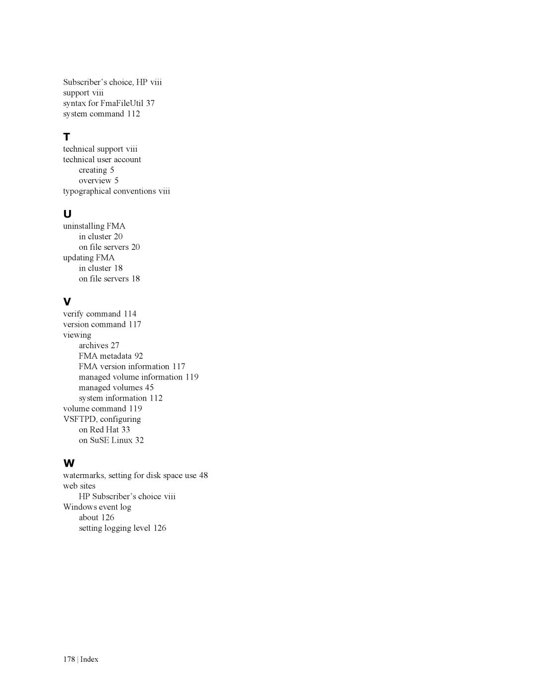 HP File Archiving Software manual Index 