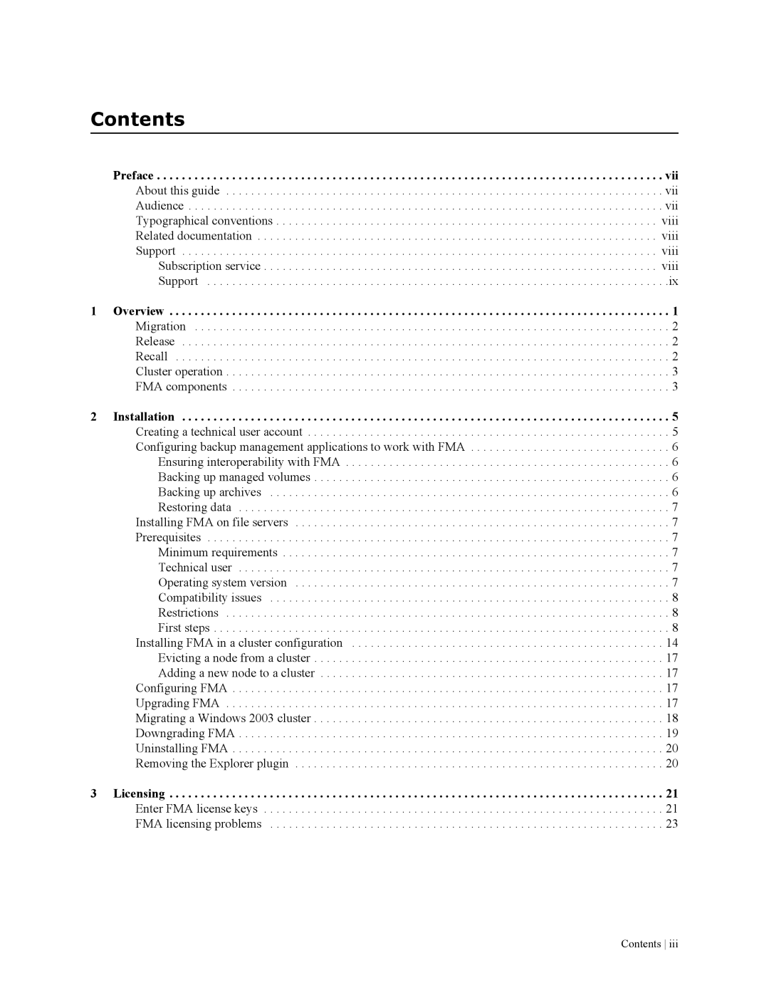 HP File Archiving Software manual Contents 