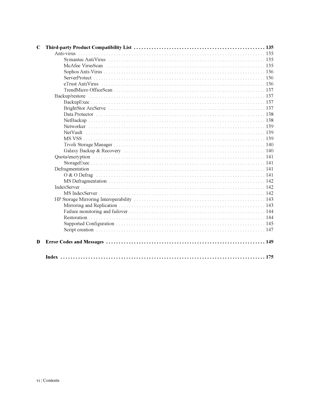 HP File Archiving Software manual Vi Contents 