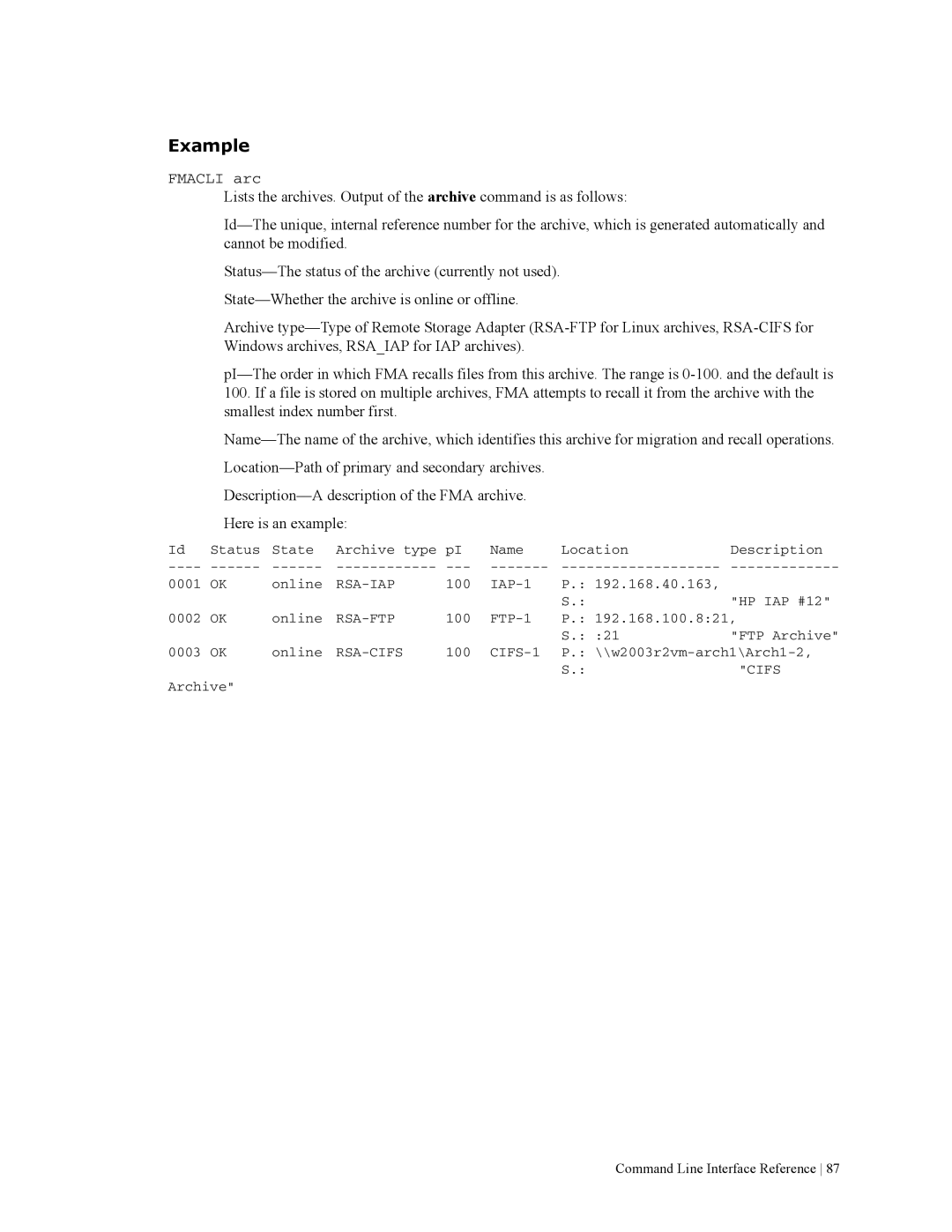 HP File Archiving Software manual Fmacli arc 