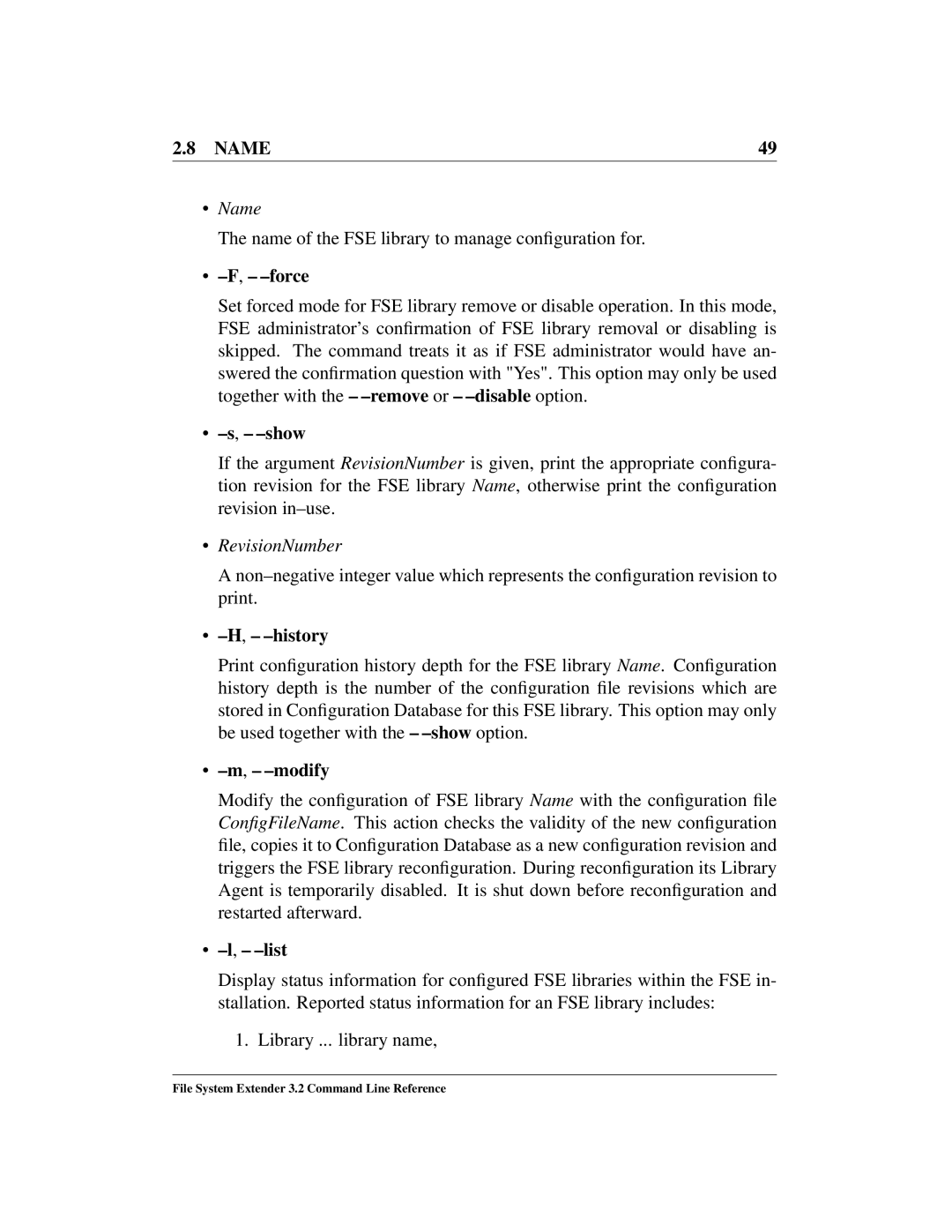 HP File System Extender (FSE) manual Name of the FSE library to manage conﬁguration for 