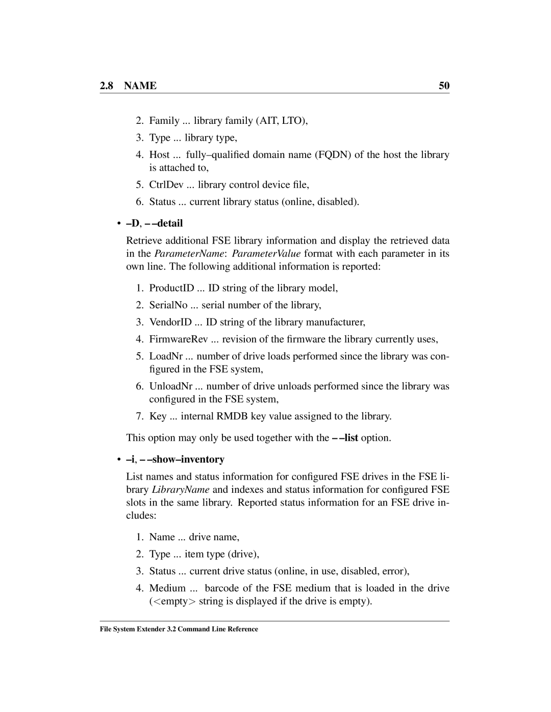 HP File System Extender (FSE) manual Detail, Show-inventory 