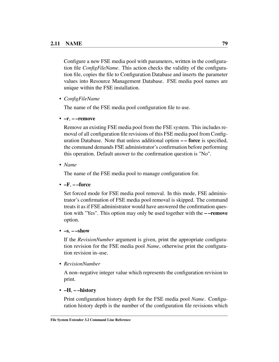 HP File System Extender (FSE) manual Name of the FSE media pool conﬁguration ﬁle to use 