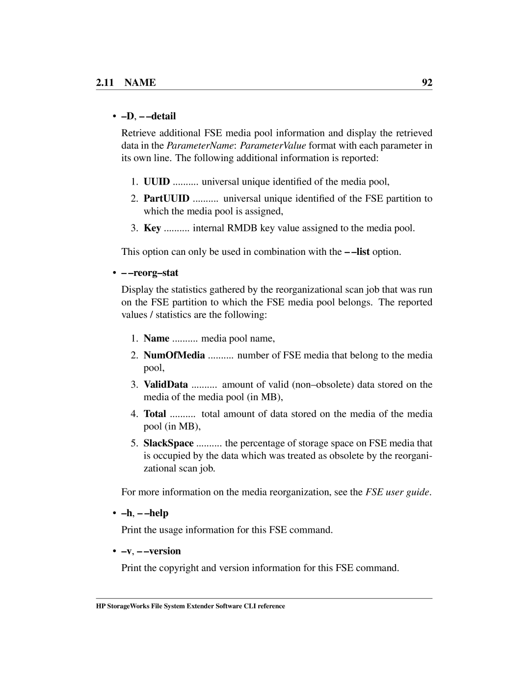 HP File System Extender (FSE) manual Name Detail 