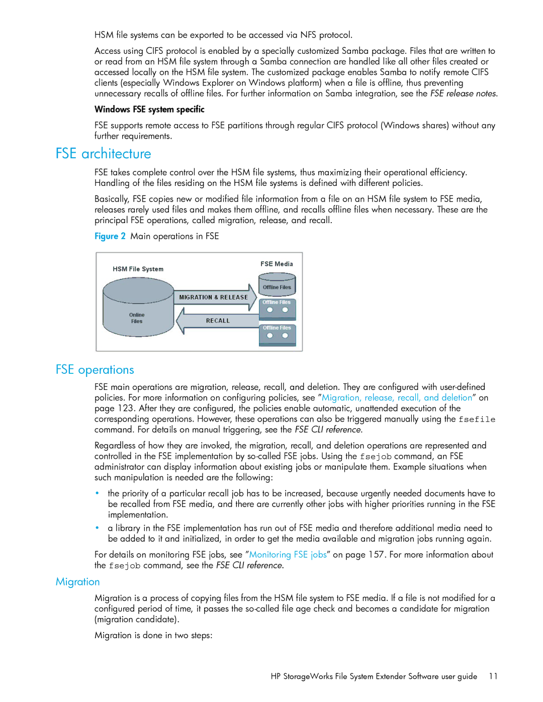 HP File System Extender (FSE) manual FSE architecture, FSE operations, Migration 