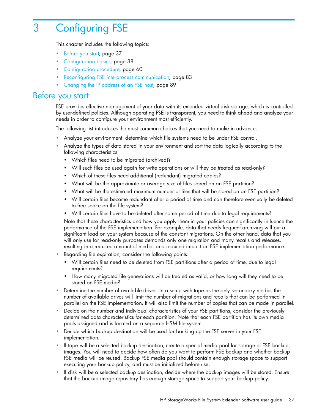 HP File System Extender (FSE) manual Configuring FSE, Before you start 