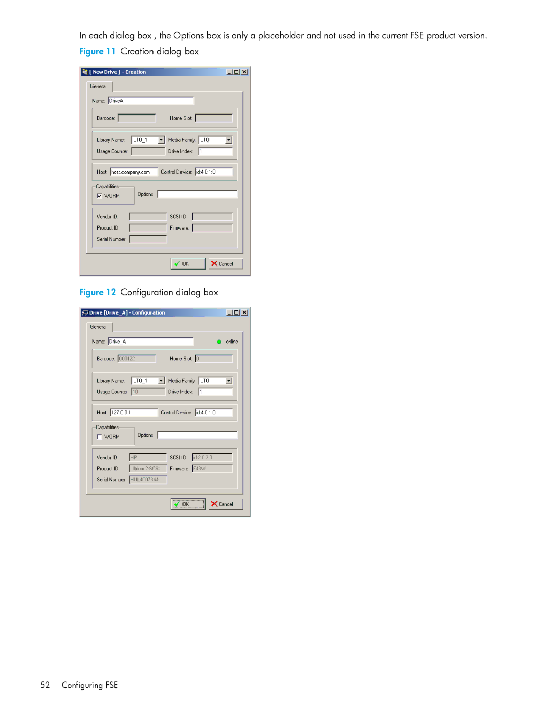 HP File System Extender (FSE) manual Configuration dialog box 