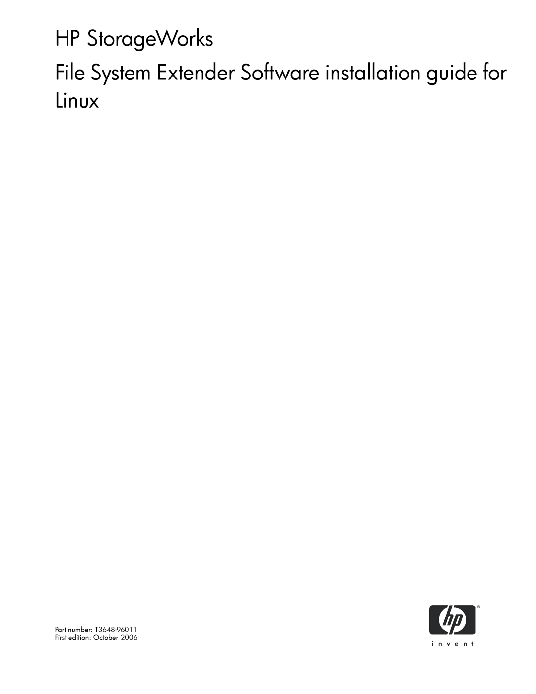 HP File System Extender (FSE) manual Part number T3648-96011 First edition October 